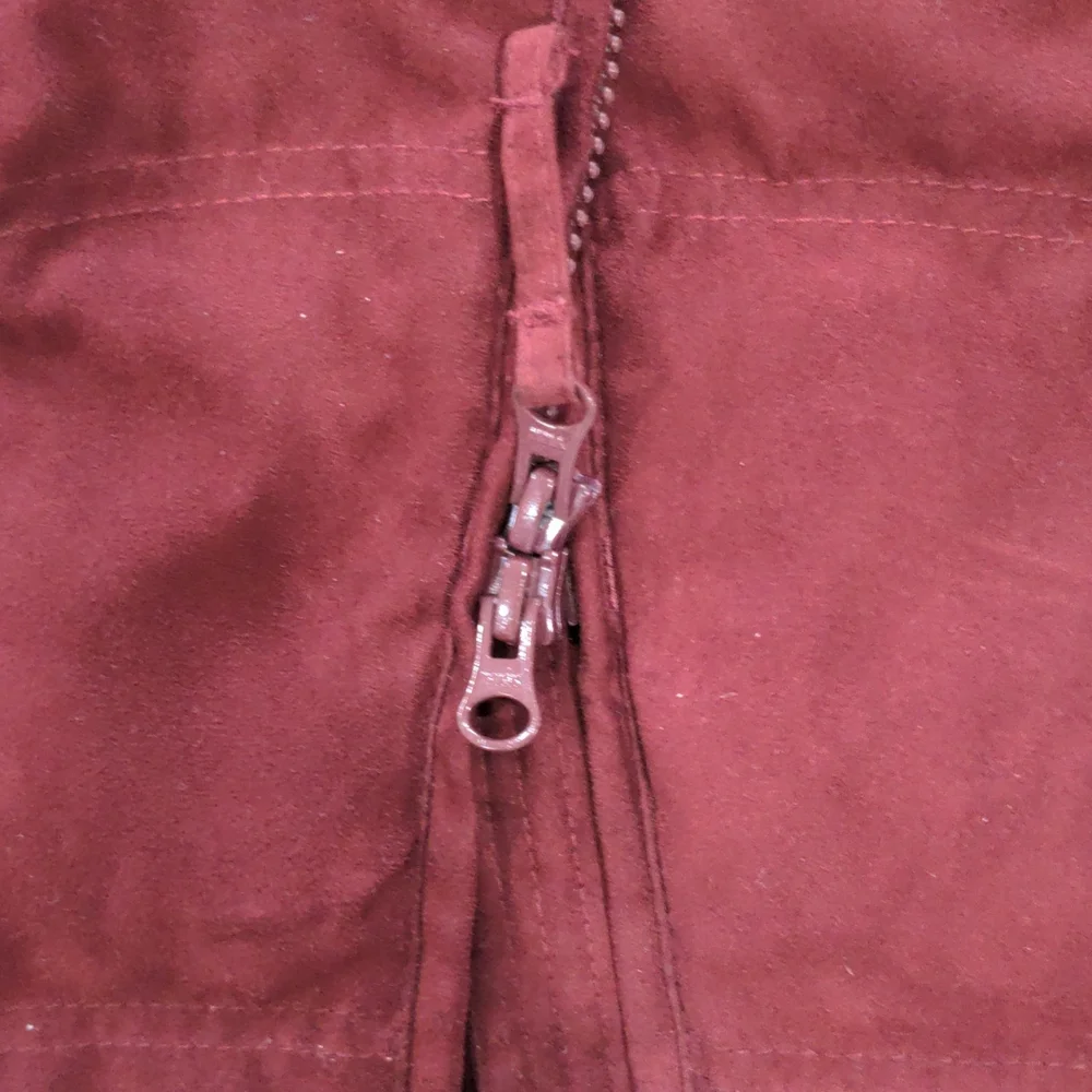 LL BEAN Microsuede Goose Down Quilted Maroon Coat Parka Jacket - Picture 6 of 8